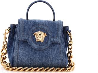 Versace La Medusa Top Handle Bag Denim Small