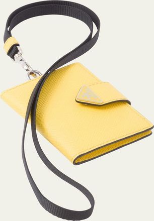 Prada Mens Keychain Strap Saffiano Card Holder
