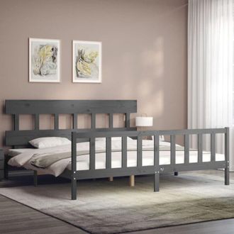 vidaXL Bed Frame without Mattress Grey 200x200 cm Solid Wood Pine Vidaxl