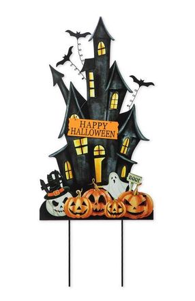 Glitzhome Halloween Metal Haunted House Yard Stake in Black at Nordstrom, Size Medium