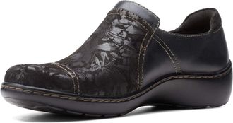 Clarks Womens Cora Poppy Loafer, Black Tumbled, 4.5 UK