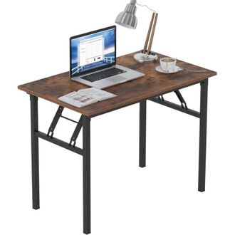 Soges Scrivania pieghevole, 100 x 60 x 75 cm, scrivania compatta per computer, arredamento per ufficio, scrivania per PC, tavolo da lavoro,Nero