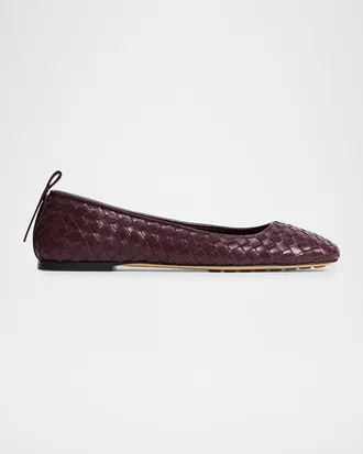 Bottega Veneta Charlotte Intrecciato Leather Ballerina Flats