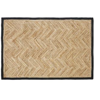 Maisons du monde Alfombra de yute beige y algod&oacute;n gris antracita 160x230