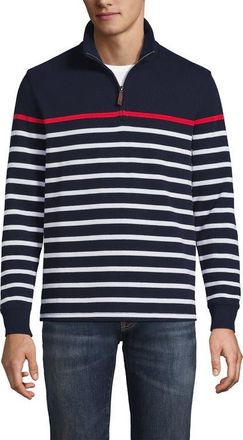 Lands End Bedford Rib Casual Quarter Zip Sweater in Navy/white Placed Stripe at Nordstrom, Size Xx-Large