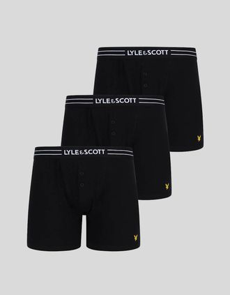 Lyle & Scott Mens 3 Pack Core Trunks With Eagle Waistband - Black - Size: 32/30/31