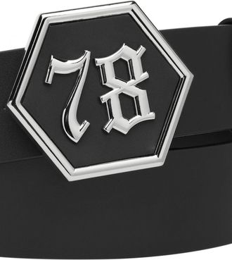 Philipp Plein Cintura regolabile in pelle liscia con fibbia metallica
