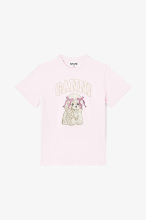 Ganni Pink Poodle T-shirt - Size XXS Organic Cotton