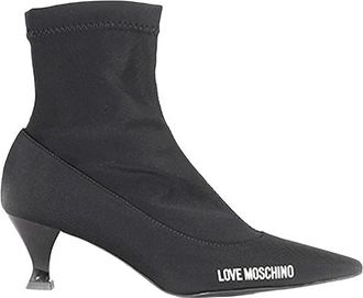 Love Moschino Elastische Pumps met Logo-Band - Dames - Laarzen met Hak - Zwart - 36 EU - Leer - Schoenen