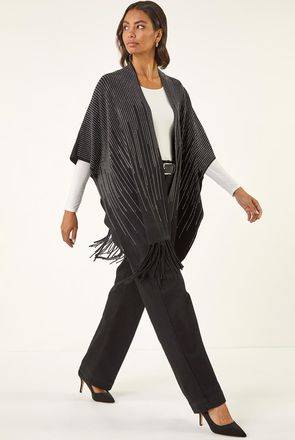 Roman Sparkly Knit Poncho