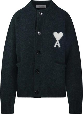 Ami Monogram Hart Sjaal met Franje - Heren - Vesten - Grijs - L - Truien & Vesten