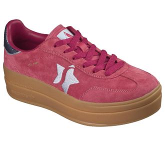 Skechers Womens Academy Hi Elevated Essence Sneaker, Red Leather/Blue Trim, 3.5 UK