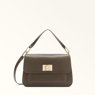 Furla Ella Top Handle M Mogano Purple Grained Calf Leather Woman