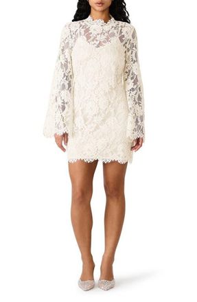 Steve Madden Selinna Lace Long Sleeve Minidress in Cloud Dancer at Nordstrom, Size 10