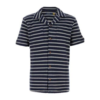 Polo Ralph Lauren Short Sleeve Shirts, male, Blue, Size: XL Embroidered Cotton-Blend Shirt