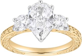 LuvMyJewelry Orlina 14K Gold 2.65 Ct Pear Lab Grown Diamond Engagement Ring in 14K Yellow Gold at Nordstrom, Size 7