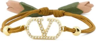 Valentino Accessoires, Dames, Veelkleurig, ONE Size, Leer, Vlogo Kristallen Armband