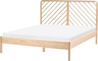 Beliani Cama Con Somier De Madera De Pino Natural Estilo Escandinavo 160 X 200 Cm Marr&oacute;n Claro Sephos