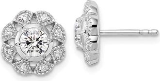 Diamond2Deal 14k Gold 3/4 ct Lab Grown Diamond Floral Stud Earrings VS Clarity, D-E Color