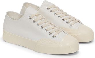 Superga Mens Unisex Adult 2432 Works Cotton Canvas Low Cut Trainers (White/Off White) - Size UK 9