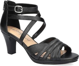 Easy Street Womens Easy Street Crissa Sandals WW Black Block Heel Ankle Strap HAWK2018