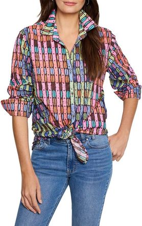 Nic+Zoe NIC+ZOE Geo Dot Long Crinkle Shirt
