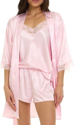 Flora Nikrooz Sabrina Travel Pajamas & Robe Set in Pink at Nordstrom, Size X-Small