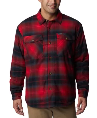 Columbia Mens Plaid Sherpa Lined Shirt Jacket