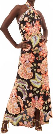 Misa Harle Maxi Dress In Fiery Flora Satin