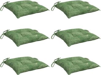 vidaXL Cojines Para Silla 6 Uds Tela Estampado De Hojas 50x50x7 Cm Vidaxl