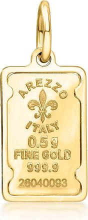 Ross-Simons Italian 24kt Yellow Gold Fleur-De-Lis Half-Gram Ingot Charm in 10kt Yellow Gold