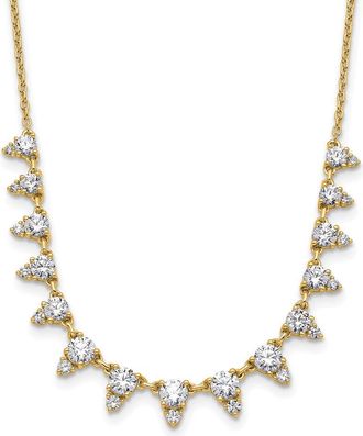 Diamond2Deal 14k Gold Round Cut 2 Ct Lab Grown Diamond Drop Necklace 18