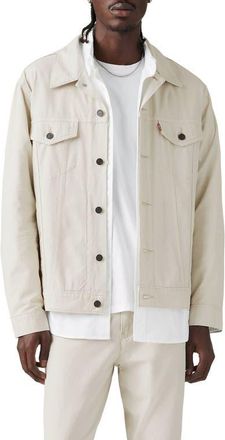 Levi's Relaxed Fit Cotton & Linen Trucker Jacket in Silver Birch White at Nordstrom, Size Medium