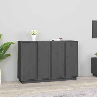 vidaXL Vidaxl - Aparador De Madera Maciza De Pino Gris 120x35x80 Cm