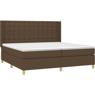 vidaXL Vidaxl - Cama Box Spring Colch&oacute;n Luces Led Tela Marr&oacute;n Oscuro 200x200 Cm
