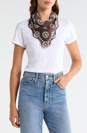 Madewell Embroidered Floral Eyelet Organic Cotton Bandana in Dark Brown at Nordstrom