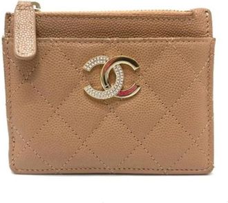 Chanel Pre-owned Leren Portemonnee - Dames - Vintage Accessoires - Beige - ONE Size - Leer - Vintage