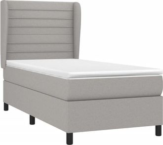 vidaXL Vidaxl - Cama Box Spring Con Colch&oacute;n Tela Gris Claro 90x200 Cm