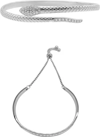 Adornia Set of 2 Assorted Crystal Snake & Slider Bracelets in Silver at Nordstrom Rack