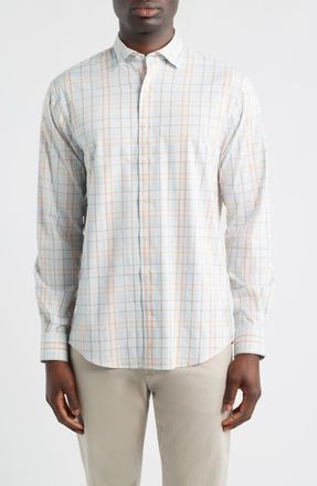 Johnnie-O Texel Open Check Everyday Performance Button-Up Shirt in Breeze at Nordstrom, Size Xx-Large