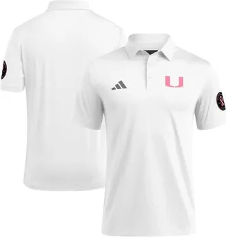 adidas Mens adidas White Miami Hurricanes Wear Pink Breast Cancer Awareness Polo at Nordstrom, Size Xxx-Large