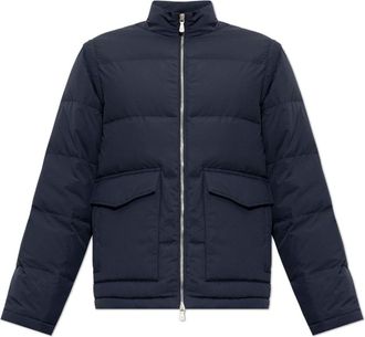 Eleventy Jassen, Heren, Blauw, L, Donsjack met opstaande kraag