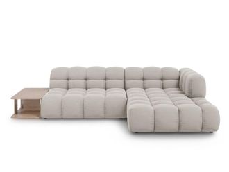 Cosmopolitan Design Sof&aacute; esquinero modular derecho 4 plazas de terciopelo beige claro