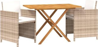 vidaXL Set De Comedor De Jard&iacute;n 3 Piezas Con Cojines Beige Vidaxl