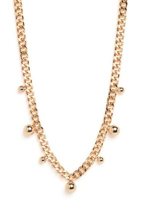 Open Edit Orb Drop Curb Chain Necklace in Gold at Nordstrom