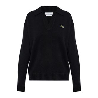 Lacoste 3D Knit Kasjmier Polo Trui - Dames - Truien - Zwart - Maat: M Kasjmier