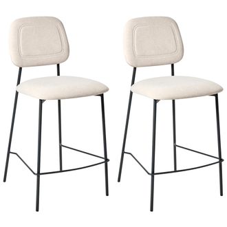 Beliani Beliani - Conjunto De 2 Sillas De Comedor Tapizadas Con Asiento De Terciopelo Base De Hierro Negro Beige Claro Duette