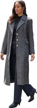 Roaman's Plus Size Tailored Tweed Coat in Black Tweed at Nordstrom, Size 18