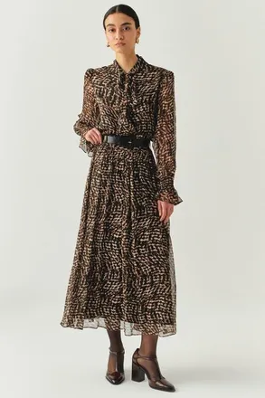 Exquise Teresa Chiffon Midi Skirt in Brown at Nordstrom, Size X-Large