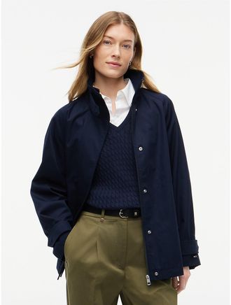 Tommy Hilfiger Womens Water-Repellent A-Line Cape Coat - Navy Blue - XXL